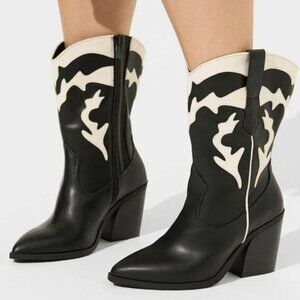 Women's Black and Cream Western Boots